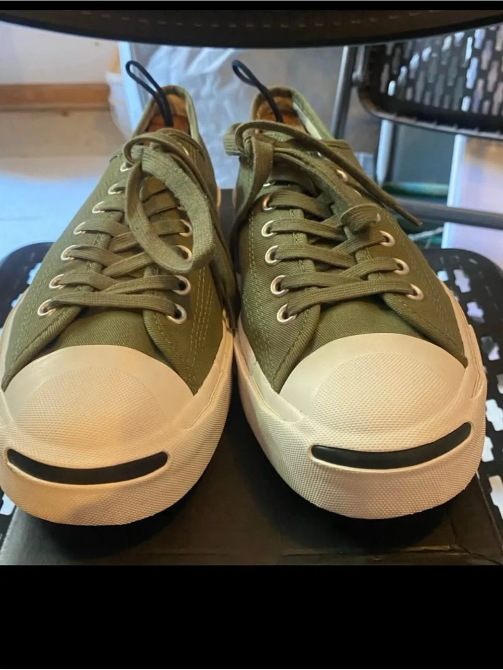 Converse “Jack Purcell” Olive Green Canvas Low-Top Sneakers for Men - Picture 4 of 6